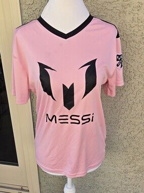 Messi Pink Soccer Jersey with Black Logo